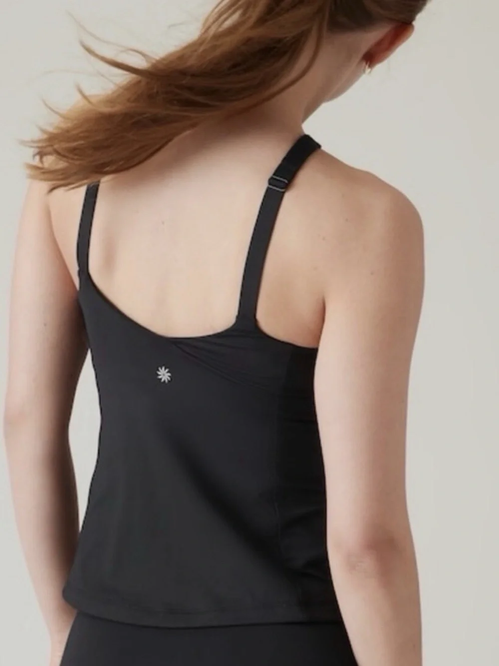 Athleta Crossed Quick Dry Removable Cups Stretch UPF Black Tankini Large